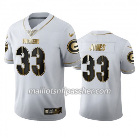 Maillot Green Bay Packers Aaron Jones 33 Nike Blanc Golden Edition 100th - Homme